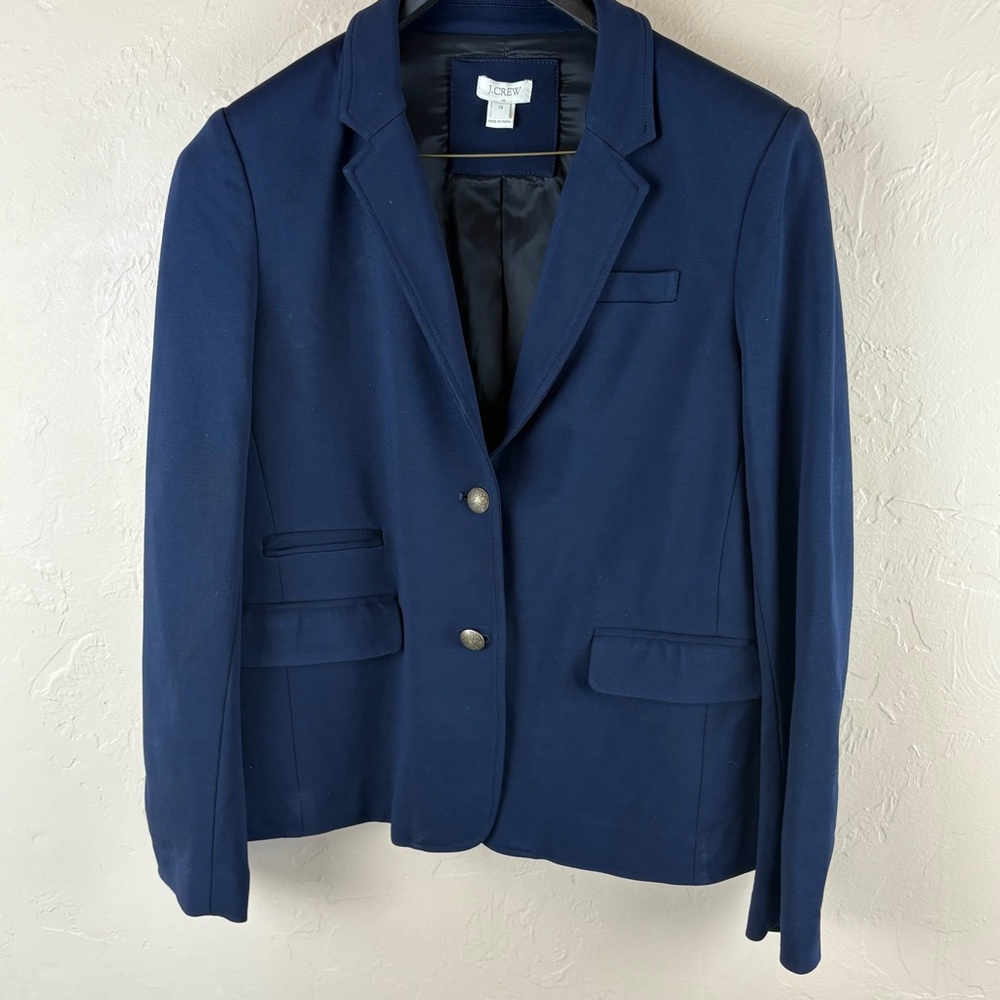 J. Crew Blue Navy Blue Knit Blazer with Notched Lapel Women’s size 14
